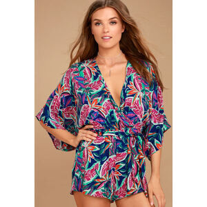 Lulus Hypnotized Purple Print Romper - Size Small